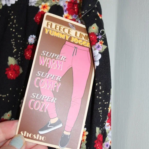 Women's Fleece Lined Jogger Pant - Skull Floral Print - NWT - Picture 5 of 10